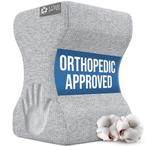5 STARS UNITED Knee Pillow for Side Sleepers - Hip Pain Relief, Memory Foam Leg Cushion for Side Sleeping - Between Legs Pillow for Sciatica & Lower Back Pain, Gray Cotton Cover