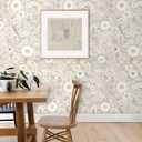 Wallpaper Peel and Stick Floral Wall Paper Removable Waterproof Gray/Yellow/Blue Contact Paper for Bedroom, Bathroom, Home Wall 17.3" x 393.7"