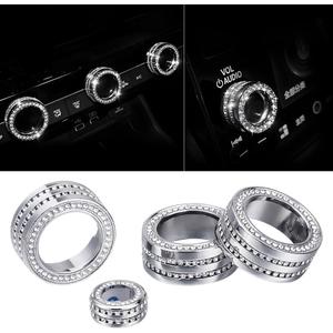 LECART Bling Car Accessories Fit for Honda Civic11th Gen 2022 2023 2024 2025 Air Conditioner AC Switch Knob Covers Glitter VOL Tune Knob Auto Interior Decoration Trims Metal Decal Cover Stickers 4 Pcs