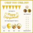 Engagement Party Decorations Set - Complete Kit with Gold Engaged Banner, Garland, 20 Balloons & 6 Pom Poms for Proposal & Engagement Celebration DecorComplete (Gold)