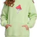 Cubear Girls Hoodie Sweatshirt Cute Long Sleeve Fleece Pullover Top with Pocket Graphic Print Soft Warm for Kids (13-14 Years, Green)