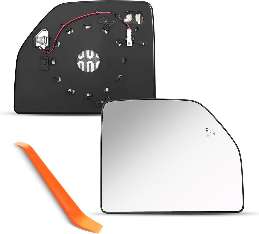 Upper Passenger Side Mirror Compatible with Ford F150 2015-2020, F250 2017-2022, F350 2017-2019, Right Side Mirrors Replacement Glass with Blind Spot, Power Heated