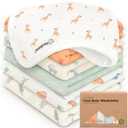 6-Pack Cotton Baby Washcloths for Newborn - Organic Cotton Muslin Soft Wash Cloths for Babies, Infant, Kids, Toddler Towels for Boy,Girl,Super Absorbent Face Cloths,Scratch-free Baby Rags (Wilderness)