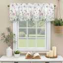 YOKOU Floral Kitchen Curtains Valances, Wildflowers Spring Watercolor Flower Plants Short Rod Pocket Valances for Windows for Bedroom, Bathroom, 1 Panel, 42" W x 12" L
