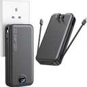 Portable Charger with Wall Plug, 20000mAh USB C Power Bank Fast Charging, External Battery Pack with Built in Cables, Digital Display, 5 Output 2 Input for iPhone Android Cell Phone Tablet