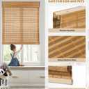 LazBlinds No Tools No Drill Cordless Bamboo Roman Shades, Light Filtering Window Treatment, Roll Up Bamboo Blinds for Window 35'' W x 64'' H, Squirrel