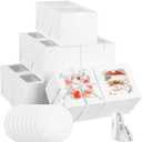 JCD 48pcs Bakery Boxes with Window,6x6x5in Small Bento Cake Box, Mini Cake Boxes sets cake within 6'' (24 Boxes & 24 Boards), Package for Pastries, Cupcakes, Birthday, Wedding(6 * 6 * 5inch/24sets)