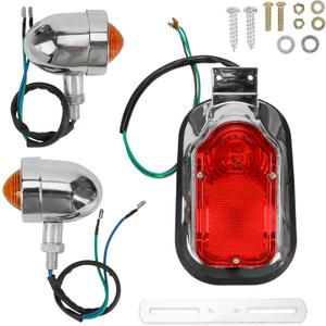 Chrome Tombstone Tail Light Rear Brake Light with Amber Turn Signals replacement for Harley Davidson Softail Chopper FLSTN Deluxe & FLSTSC Springer Classic Cruiser Custom Motorcycles