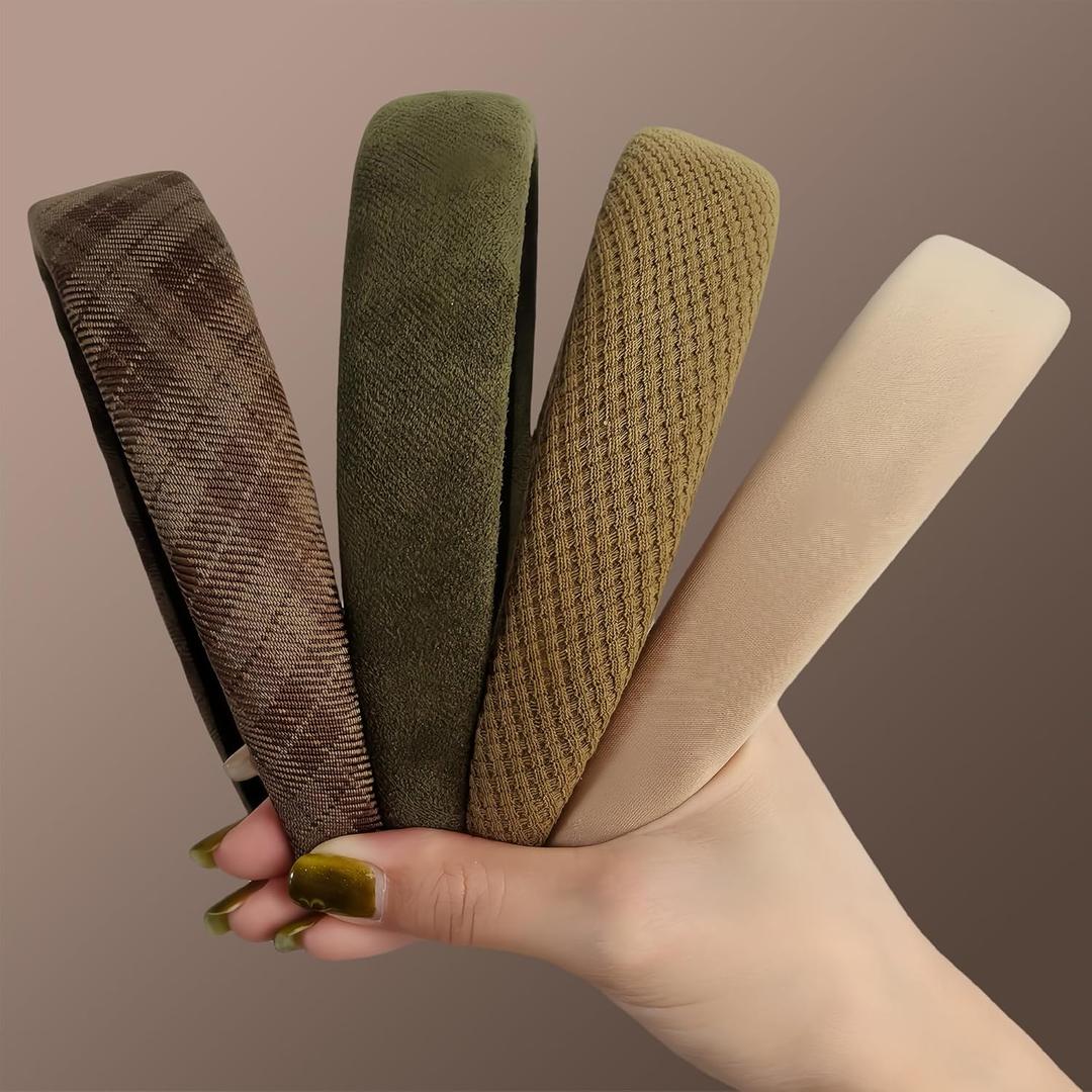 Headbands for Women Girls comfortable Fashion Hair Accessories Wide Head Bands Set Cute Non Slip Headband Pack in Brown Black White Trendy Styles for Fall Winter Wear (1 Count (Pack of 4), Autumn Inspired Colors)