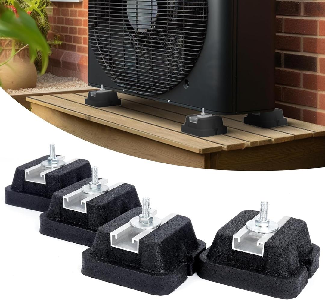 GCGOODS Rubber Floor Mounting Base Pad, Ductless Mini Split Air Conditioner Floor Mount Base Kit, Anti Vibration Mounting Pad for Condenser Units, Air compressor, Generator, Support Up to 2000 lbs (S)