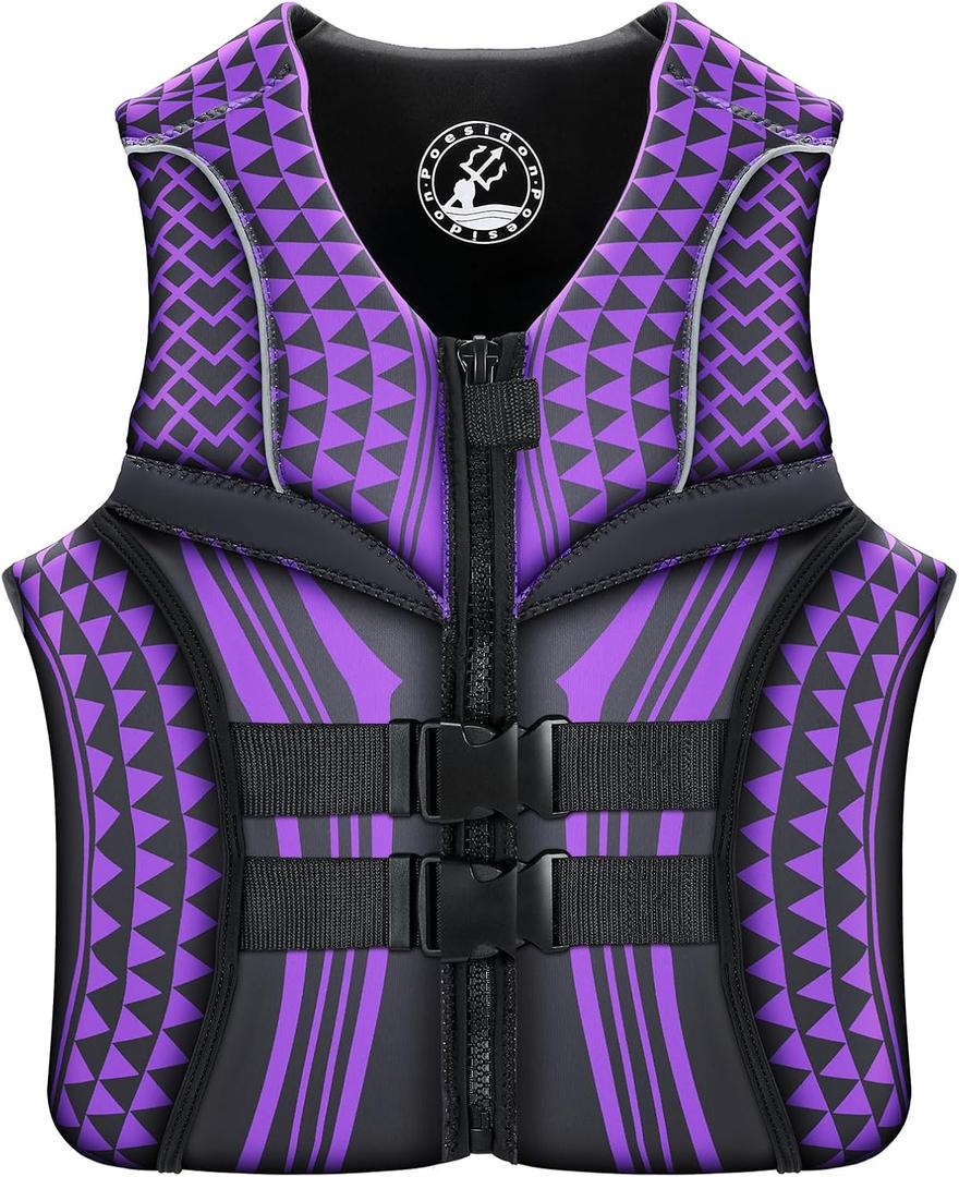 Poesidon Life Vest Life Jacket for Adult Legendary Geometric Print Ideal for Any Water Sports Unisex for Kayaking, Paddling, SUP, Fishing and More, Purple XL
