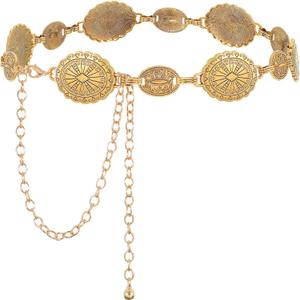WHIPPY Women Concho Chain Belt Metal Link Western Cowgirl Turquoise Chain Belt for Dress (Fit Waist up to 35")