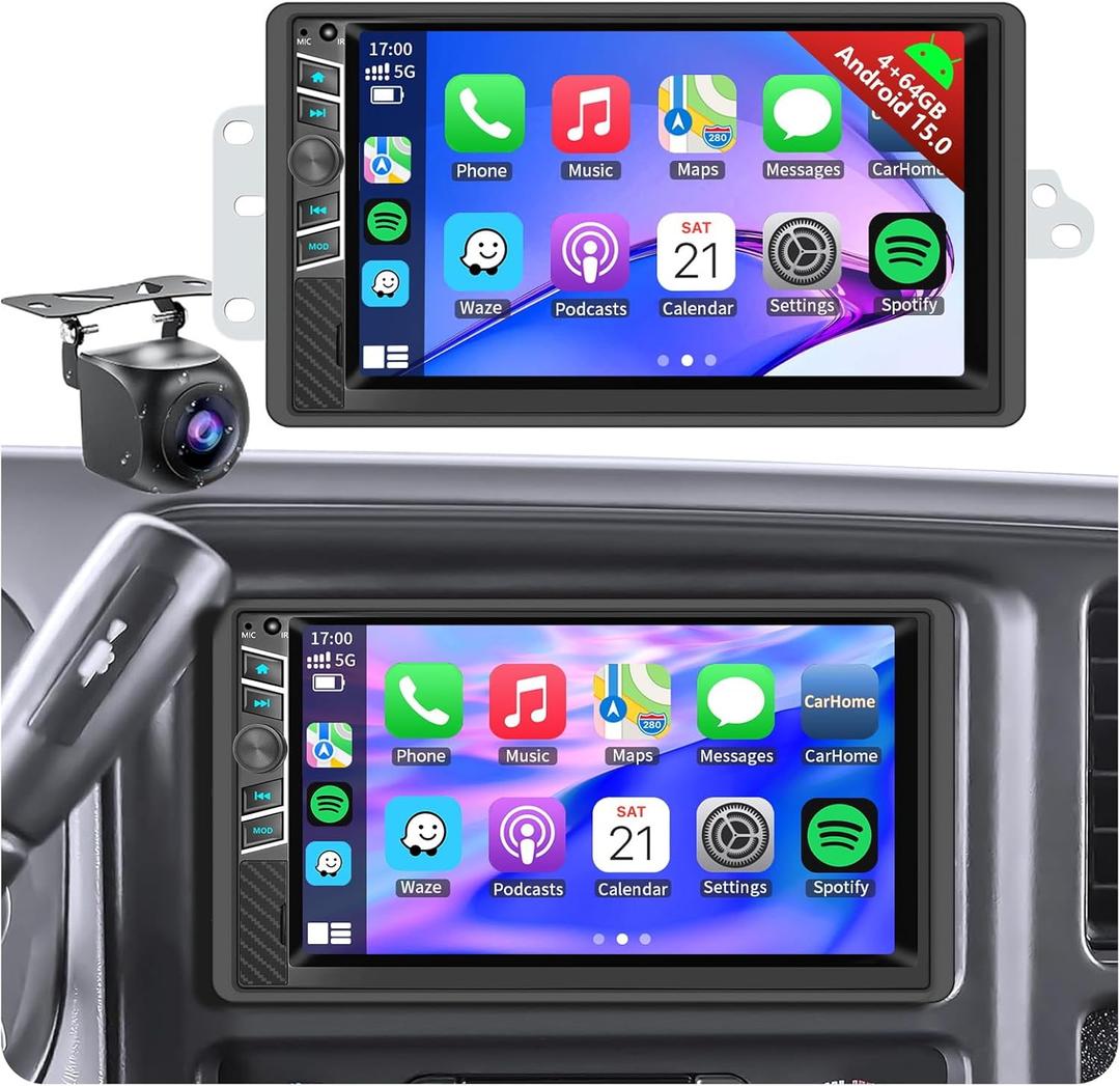 4G+64G Android 15 Car Radio for 2003 2004 2005 2006 Chevrolet Chevy Silverado Impala Tahoe GMC Sierra Yukon, 7" IPS Touch Screen Car Stereo Wireless CarPlay/Android Auto/Mirror Link, Backup Camera/SWC