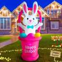 7 Ft Easter Inflatable Yard Decorations, Blow up Easter Bunny with Basket Light up Outdoor Decor for Holiday Party Indoor Outdoor Garden Lawn