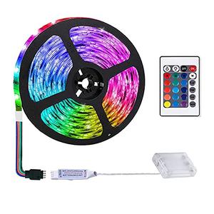 sinzau 2m/6.6FT Battery Powered Led Strip Lights, LED Strip with 24 Keys Remote Control, RGB Led Rope Lights for Party and DIY Decoration