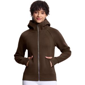 THE GYM PEOPLE Women's Zip Up Hoodies Fleece Workout Jackets Sweatshirts with Pockets Thumb Hole (X-Large, Brown)