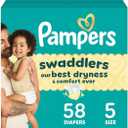 Pampers Swaddlers Diapers, Size 5 (20-37 lbs), 58 Count, Absorbent, Keeps Baby Dry and Comfortable, Skin Safe Disposable Baby Diaper