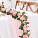 Elyum 4 Pcs Flower Garland, 26.4 Ft Pink Floral Garland Fake Flowers for Home Wedding Party Wall Garden Room Outdoor Decor
