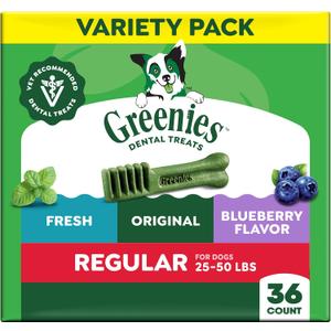 Greenies Dental Care Dog Treats, Large Size, 36 Oz. Variety Pack, 3 Flavors by GREENIES