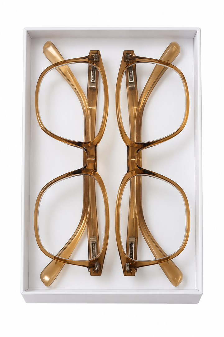 OPTOFENDY Reading Glasses +2.50 Magnification, Brown Transparent Square Frames (2 Pack)