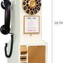 Antique Telephone - Rotary Dial Landline Phone Model Vintage Classic Phone Props Retro Wall Mounted Crafts Ornaments Cafe Bar Window Booth Decoration - 9.8''L x 6.3''W x 19.7''H, White
