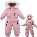 Toddler Snowsuit  3T  Baby Boy Girl Winter Snow Ski Suit Clothes Hooded Jumpsuit Romper Coat Outwear (Light-pink, 3T)