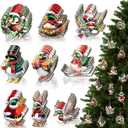 Chunful 36 Pcs Funny Mallard Duck Christmas Ornament Wooden Mallard Duck with Santa Hat Ornament Christmas Tree Hanging Wildlife Decor for Bird Lovers Gift Holiday Xmas Tree Decor