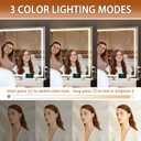 Hasipu Vanity Mirror with Lights, 40" x 30" LED Makeup Mirror, Lighted Makeup Mirror with Dimmable 3 Modes, Touch Screen Control Vanity Mirror Square White