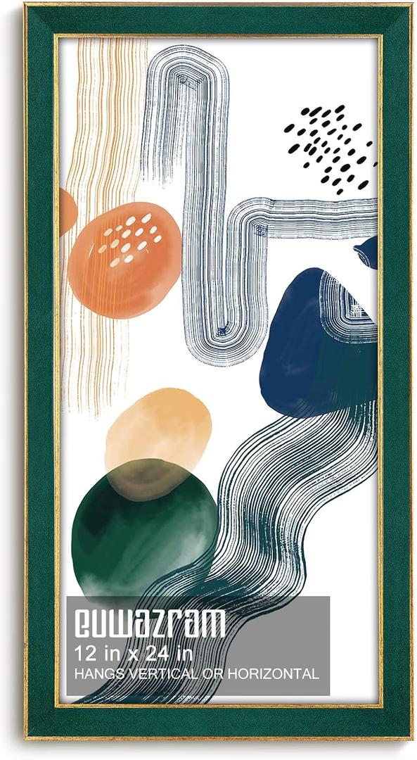 Suede 12x24 Frame - Single Frame, Christmas Elegant Green 12 x 24 Poster Frame, 12x24 Picture Frame for Artwork Puzzles Photos and Movie Posters