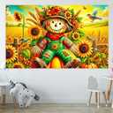 Fall Thanksgiving Banner Autumn Scarecrow Sunflower Party Backdrop Banner 71x43 Inchs Fall Thanksgiving Farmhouse Photography Backdrop Decorations Autumn Theme Party Supplies