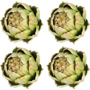 Timgle 4 Pcs Green Artificial Artichokes Fake Vegetables and Fruits for Summer Kitchen Wedding Bowl and Vase Decorations (Large)