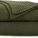 CozeCube Olive Green Throw Blanket for Couch, Soft Cozy Cable Knit Throw for Bed Sofa Living Room, Lightweight Warm Decorative Farmhouse Christmas Blanket, 50"x60", Olive Green