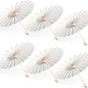 White Paper Umbrellas, 23.6 Inch Paper Parasol Umbrellas Chinese Japanese Style DIY Umbrellas Decorative Vintage Decor for Wedding Props, 20 Pcs