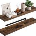 upsimples 23.6" Long Floating Shelves for Wall, Room Decor Set of 2, Brown, 23.6in