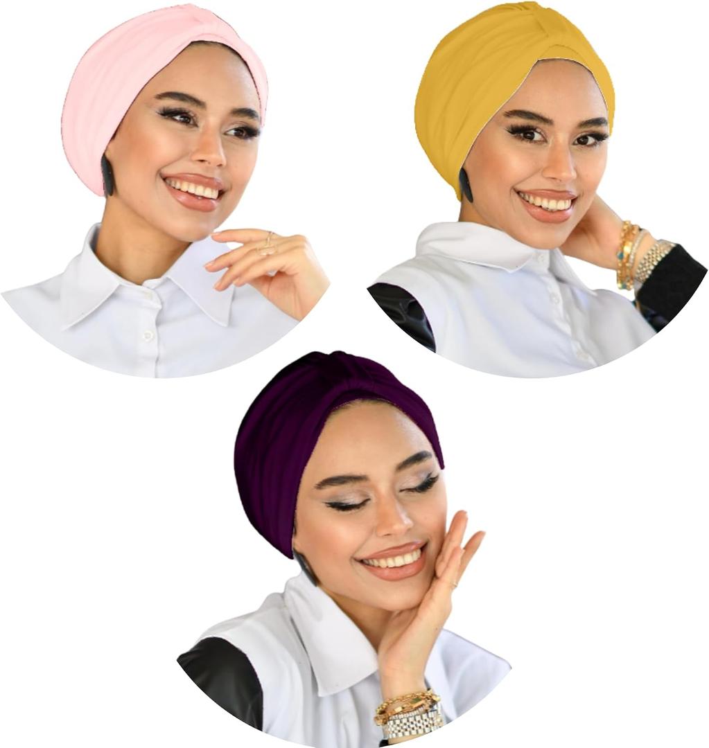 para life Band Turbans for Women, Breathable Instant Turban|Standard Size Stretchable Cotton Sandy|Pre-tied Hijab Cap