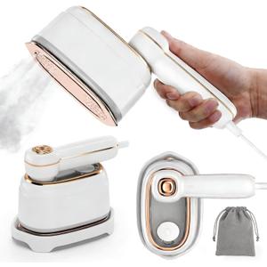Travel Steamer for Clothes, 1200W Mini Travel Iron with Steam, Handheld Rotary Garment Iron, Wrinkle Remover, 10s Fast Heating, White, 1 Piece