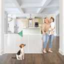 Reinforced 85 Inch Wide Retractable Dog Gate Extra Long Baby Gate with Support Rods – Prevent Crawling Under, Indoor Extra Wide Retractable Baby Gate Retractable Gate Outdoor Gates for Decks, White