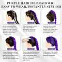 Purple Braiding Hair Pre Stretched 26 Inch and Washable Purple Hair Wax 2.12 0z, Synthetic Hair Extensions for Braids, DIY styling Kit for Party, Cosplay, Halloween, Christmas