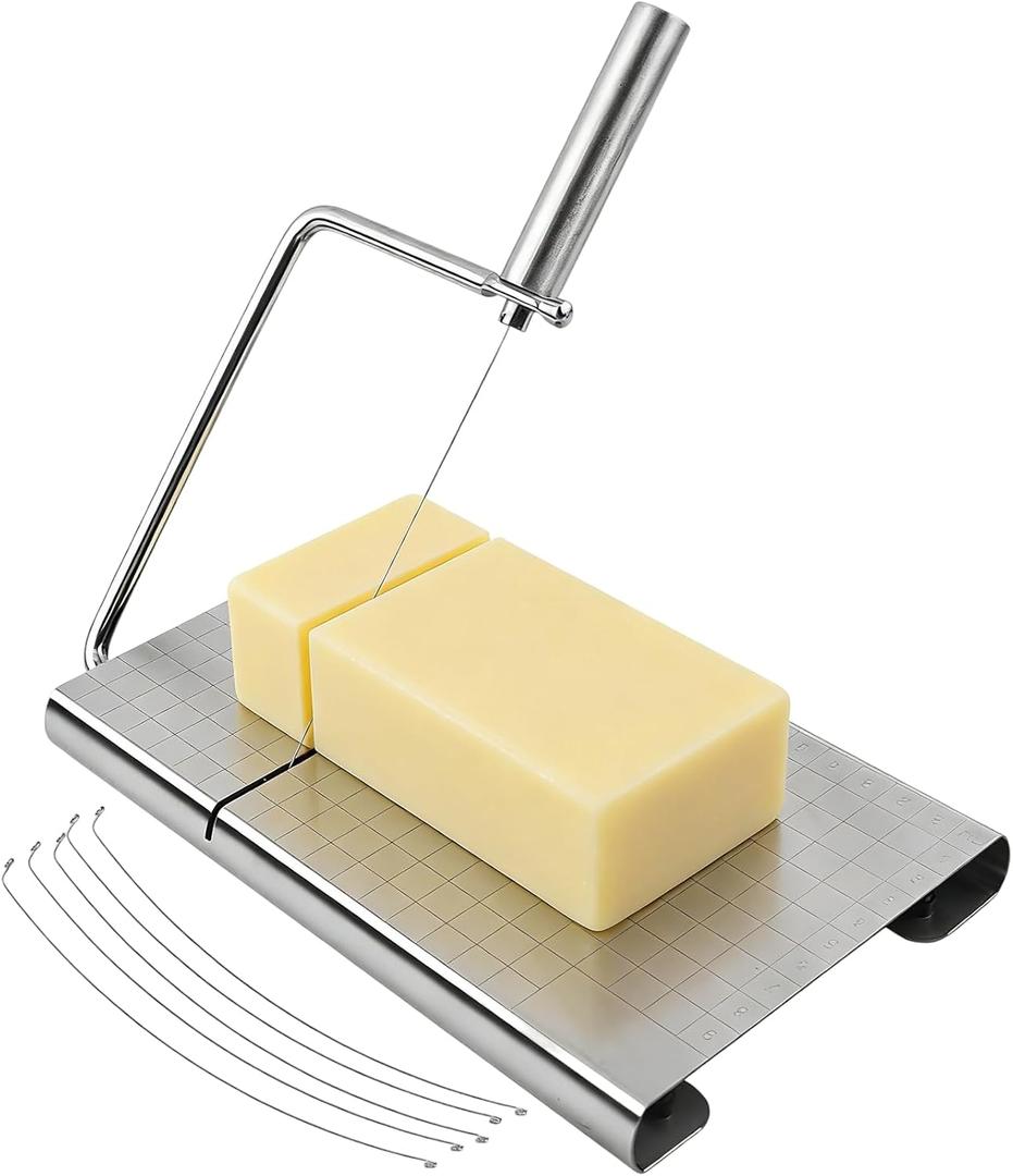 Stainless Steel Soap Cutter Slicer with Scale,Adjustable Soap Making Tools for Handmade Soap Making Candles Trimming Cheese DIY Cutting Making Tool
