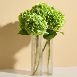 Real Touch Green Hydrangea Artificial Flowers (4-Pack) -20" Faux Hydrangea Flowers with Long Stem & Leaves Realistic Fake Hydrangeas for Home Decor Floral Arrangements Wedding Bouquets Centerpieces