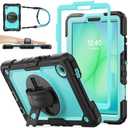 SEYMAC stock Case for Samsung Galaxy Tab A11 8.7'', Full-Body Drop Protection Case with Screen Protector Pencil Holder [360° Rotating Hand Strap] &Stand, SkyBlue+Black