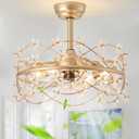 20" Gold Fandelier Ceiling Fans with Lights, Flower Chandelier Ceiling Fan