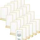 TonGass 24-Pack 4x6 Standard Double-Sided Acrylic Wedding Table Numbers Picture Frames, Clear Sign Holders with 3mm Gold Border & Vertical Stand