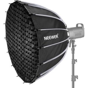 NEEWER 33inch/85cm Parabolic Softbox Quick Set up Quick Folding, with Diffusers/Honeycomb Grid/Bag, Compatible with Aputure 120d Light Dome Godox sl60w NEEWER RGB CB60 and Other Bowens Mount Lights