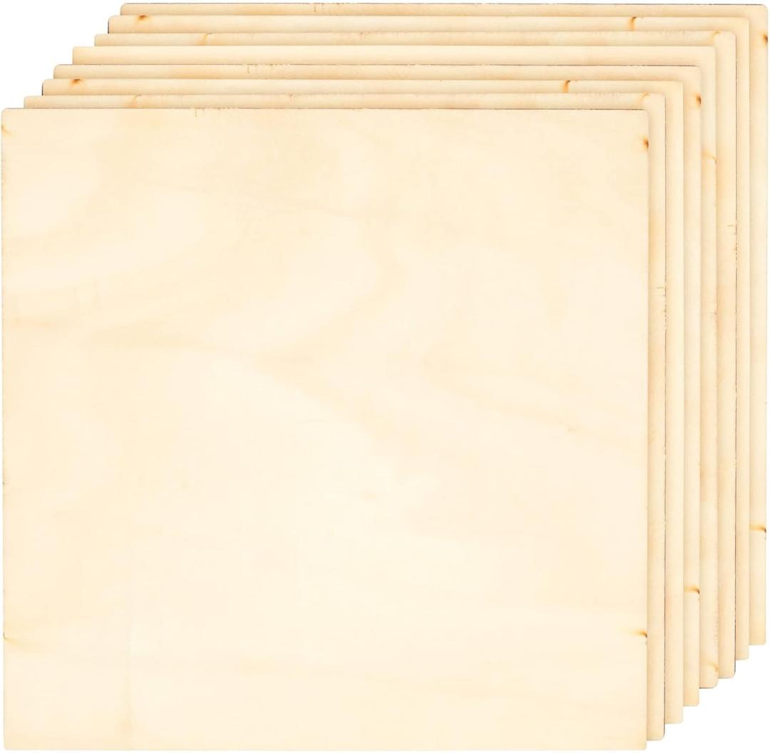Bright Creations Wood Squares - 8-Pack, 8 x 8 in, 1/8 in Thick Basswood Plywood - Unfinished Thin Wooden Panels for DIY Crafts, Laser Cutting & Craft Paint (3mm)