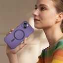 ankofave Magnetic for iPhone 14 Phone Case for Women/Men, Shockproof Matte Luxury Soft Metallic Luster Design with Camera Lens Protector, Compatible with Magsafe Case for iPhone 14 6.1"-Purple