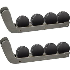 Beeveer 2 Pcs Hockey Puck Display Cases Wooden Wall Mount Hockey Puck Holder with Hook for Players Team Gifts Living Room Storage Decoration Accessories