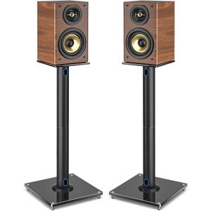 Rfiver Upgraded 45 Swivel Speaker Stands Pair for Surround Sound, Heavy Duty 28 Inch Bookshelf Speaker Stand Each Holds 22lbs Large Speaker, Floor Speaker Stand Built-in Cable Management, 1 Pair