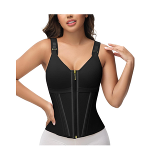 SHAPSHE Waist Trainer Corset for Women Tummy Control Sport Workout Body Shaper Vest for Women Postpartum Gym Zipper and Hooks, L