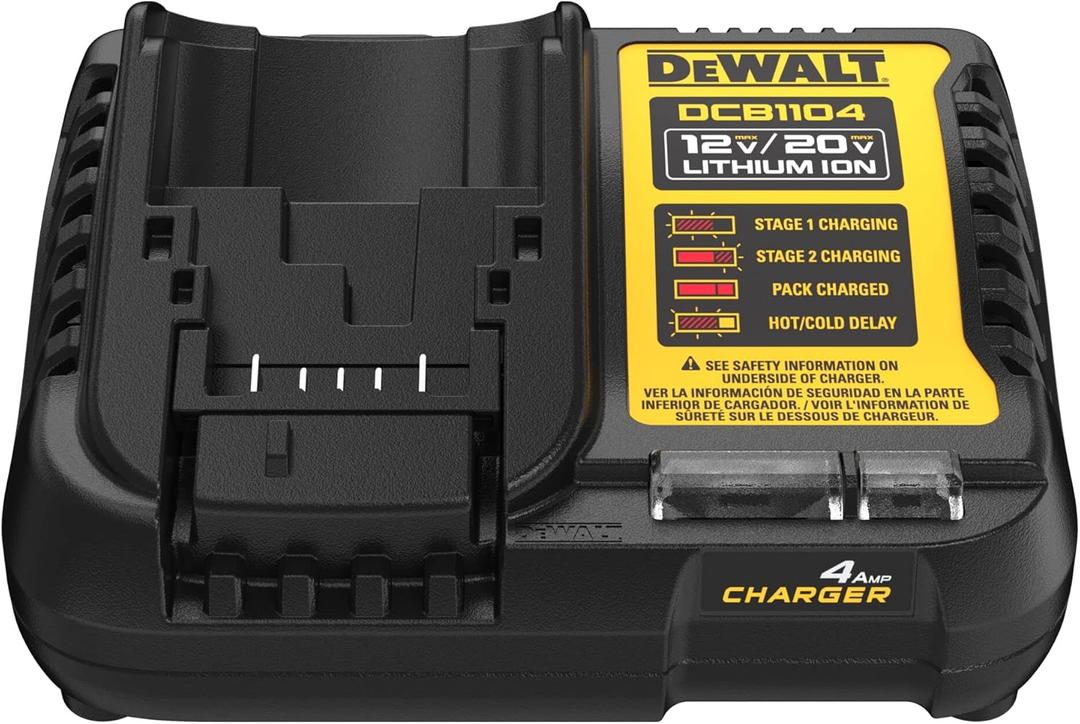 DEWALT 12V MAX/20V MAX Lithium Ion Battery Charger, 4 Amp (DCB1104)